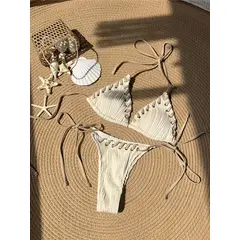 GENERICO - Bikini Mujer Brasileño 2 piezas Beige