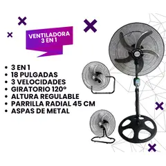 GENERICO - VENTILADOR DE PIE 3 EN 1