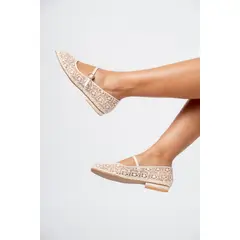 LB LIBBY CALZADOS Y ACCESORIOS - ZAPATOS CASUALES MARY JANE - ENCAJE MERCEDITAS COLOR PERLA