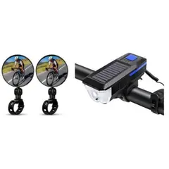 GENERICO - KIT ESPEJO PARA CICLISTA +LUZ DELANRTERA CON CLÁXON