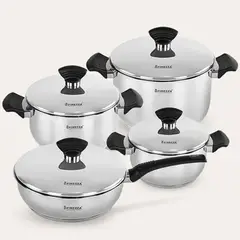 FINEZZA - Juego de ollas de acero de 8 pzs. (FZ-1004TS-IN)