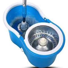 RISUTIMPORT - Trapeador Giratorio 360 Magic Con Ruedas + 2 Mopas CELESTE