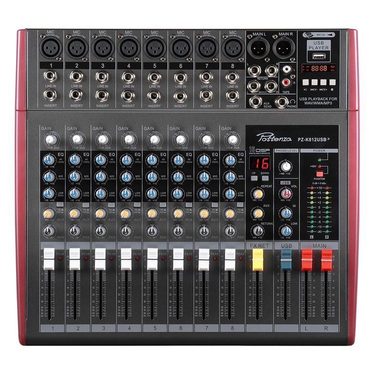 Mezcladora Pottenza Pz-k812usb 8 Canales