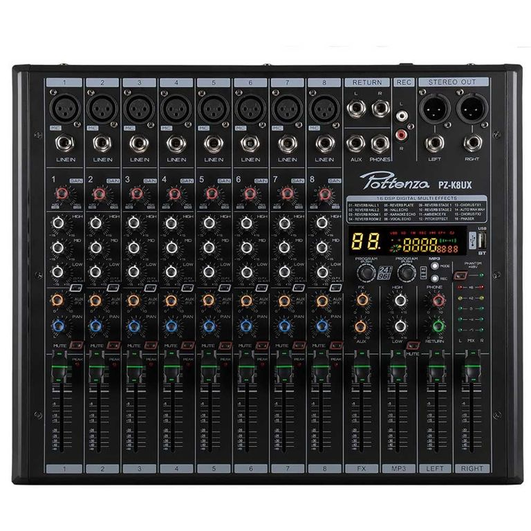 Mezcladora Audio Pottenza Usb Pz-k8ux 8 Canales