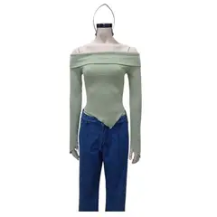 GENERICO - POLO MANGA LARGA MUJER CON CUELLO DESCUBIERTO