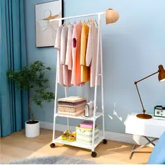 S/M - ESTANTE ORGANIZADOR COLGADOR PERCHERO DE ROPA CON RUEDAS BLANCO