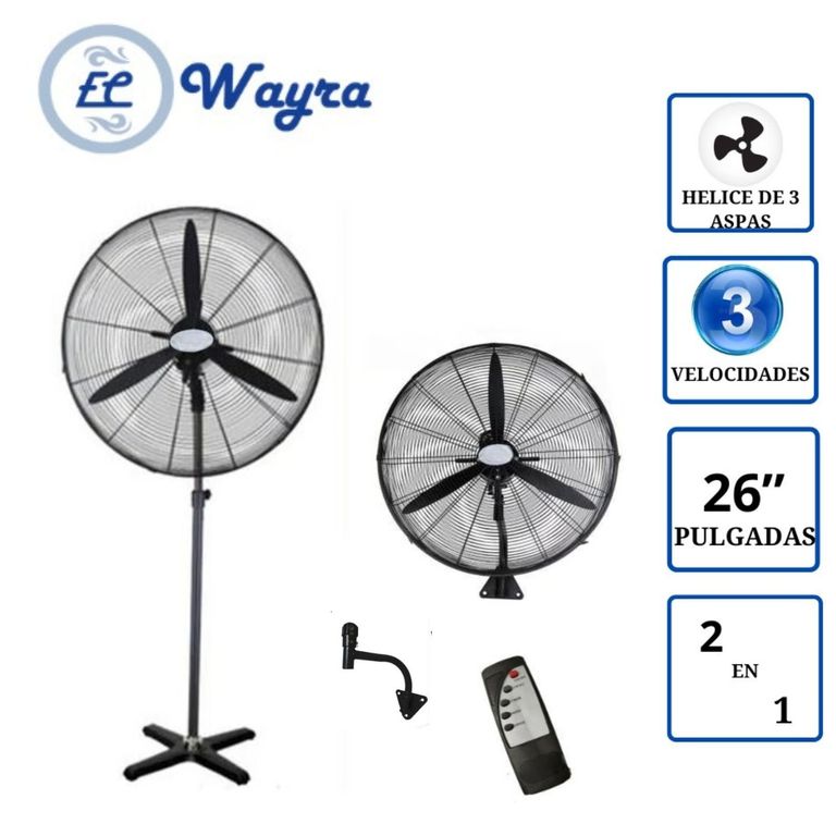 Ventilador Industrial WAYRA WI2602 pedestal y pared 26 con Control