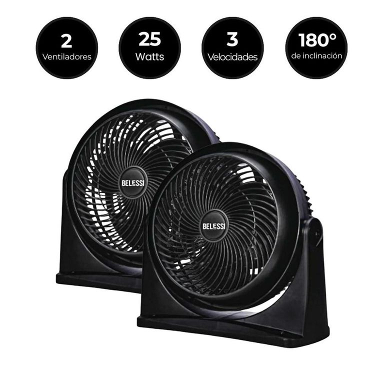 Set x2 Ventiladores de Mesa y Pared Silencioso 10", 25w, 3 Velocidades