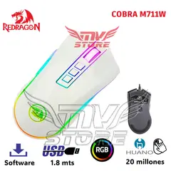 REDRAGON - Mouse Gamer RGB Cobra Blanco M711