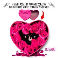 GENERICO - Box Rosas Jabon perfumadas con Collar y aretes 14f Novia Regalo Rosa