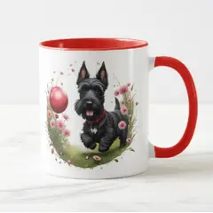GENERICO - Taza mug pet lover de cerámica Scottish Terrier rojo