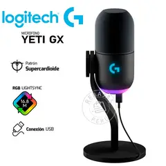 LOGITECH - Micrófono Yeti GX Supercardioide con RGB LIGHTSYNC