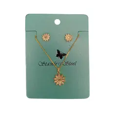 GENERICO - Set collar y aretes flor en puntas dorado regalo San Valentín