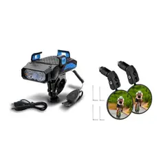 GENERICO - Kit de Seguridad para Ciclistas: Luz 4 en 1 + Espejo para Ciclista