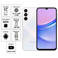 SAMSUNG - Celular Galaxy A15 128GB 6GB ram 50MP frontal 13MP 6,5 Pulg Light Blue
