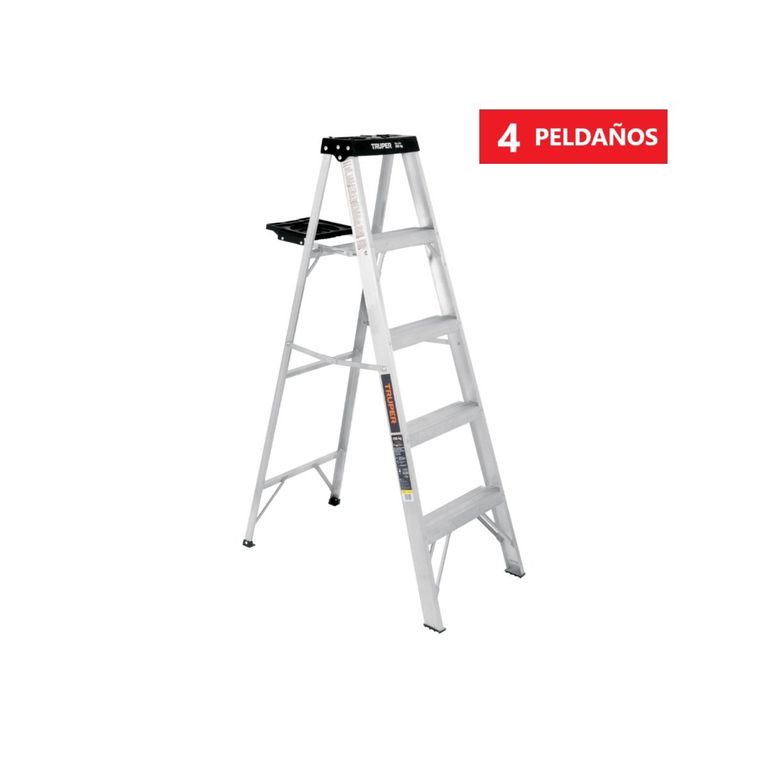 Escalera Tijera de Aluminio 4 Peldaños Soporta 150 kg