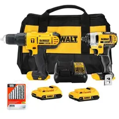 DEWALT - Taladro Perc 1/2" + Ator de Impacto 1/4" 20V + Set de Brocas DCK222D2-K3