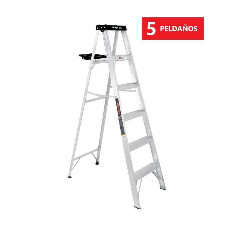 Escalera Tijera de Aluminio 5 Peldaños Soporta 150 kg