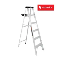 TRUPER - Escalera Tijera de Aluminio 5 Peldaños Soporta 150 kg