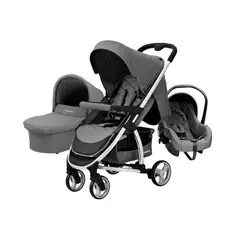 CARESTINO - Coche London Gris con porta bebé y Moisés