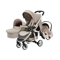 CARESTINO - Coche London Beige con porta bebé y Moisés