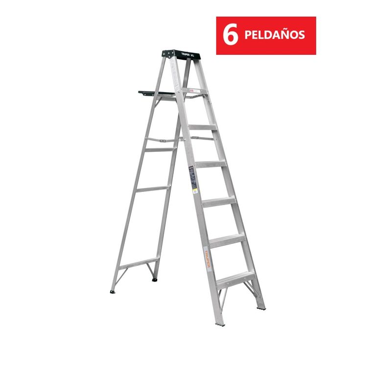 Escalera Tijera de Aluminio 6 Peldaños Soporta 150 kg