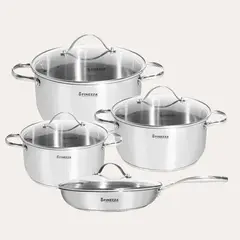 FINEZZA - Juego de ollas de acero de 8 pzs.(FZ-978AE-IN)