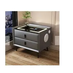 GENERICO - MESA DE NOCHE SMART BLUETOOTH - CARGADOR INALAMBRICO PLOMO 2 CAJONES
