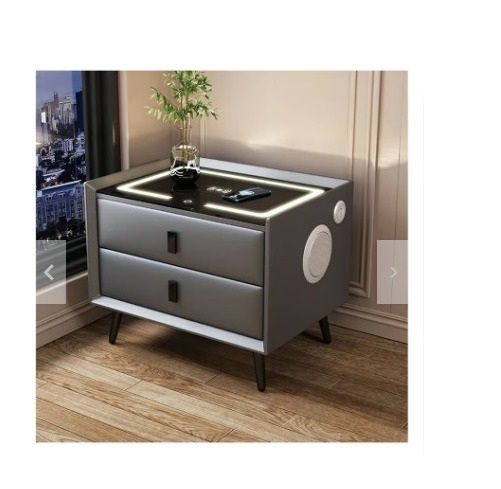 MESA DE NOCHE SMART BLUETOOTH - CARGADOR INALAMBRICO PLOMO 2 CAJONES