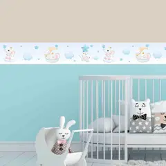 GENERICO - 5.9 mts de Cenefa Infantil autoadhesivo decorativo Elefantes