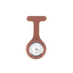 GENERICO - Reloj para Enfermera de Silicona Marrón con Pin Solapa
