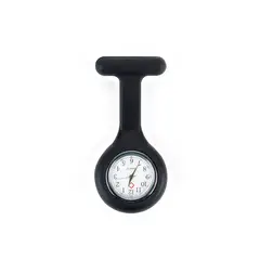 GENERICO - Reloj para Enfermera de Silicona Negro con Pin Solapa