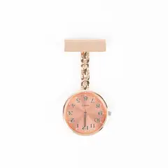 GENERICO - Reloj para Enfermera Elegante Color Oro Rosa con Pin Solapa