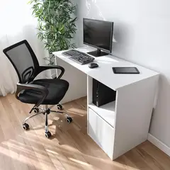 GENERICO - Escritorio Verto 1 Estante y 1 Gabinete Blanco 120 cm Huk