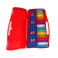 GENERICO - Metalófono Cromático 25 Notas 2 Octavas con Baquetas - Rojo