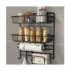 GENERICO - Organizador de Pared Metálico con Portapapel Negro