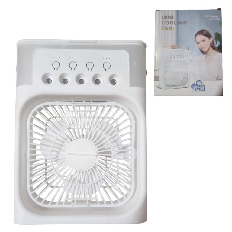 Mini Ventilador Portátil con Luz y Múltiples Modos - Blanco