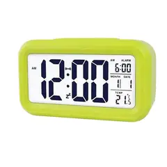 GENERICO - RELOJ ALARMA DIGITAL VERDE COMPACTO CON TERMÓMETRO Y CALENDARIO