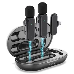 GENERICO - Micrófonos Inalambricos K61 Solaperos Dual Tipo C con estuche Cargador