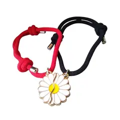 GENERICO - Set x 2 pulseras flor con imán mejores amigas dorado San Valentín