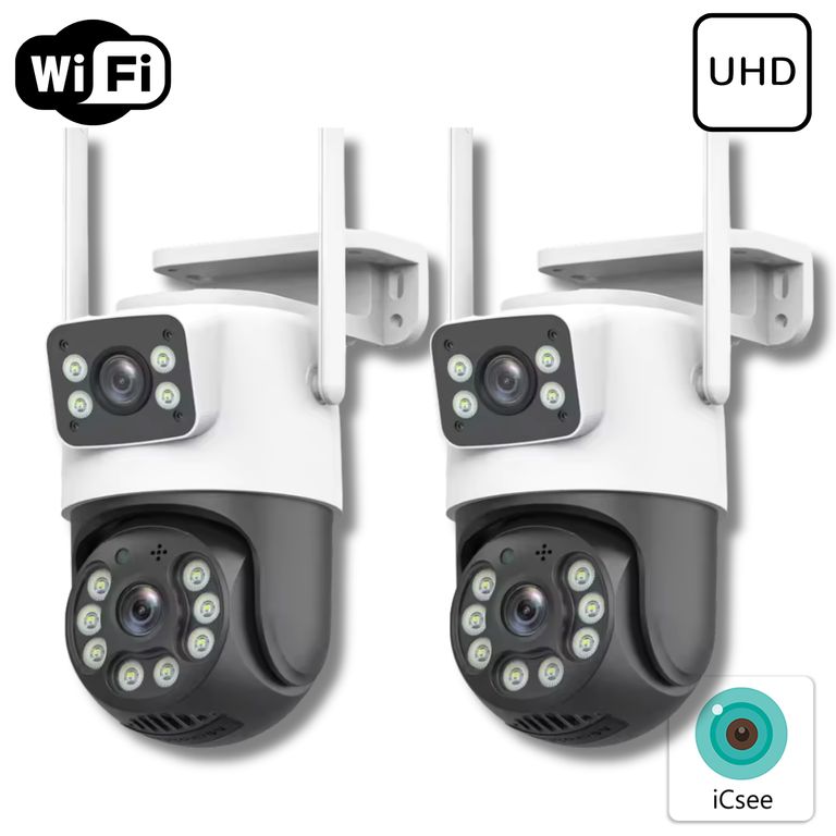 Pack de 2 Camaras de Seguridad Doble lente IP Wifi.