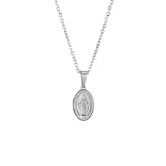 GENERICO - Collar Mujer Medalla Milagrosa Reversible Regalo Plata