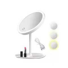 GENERICO - Espejo de Maquillaje Tactil Recargable con 3 tonos de luz