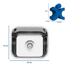 TRAMONTINA - Lavadero de Cocina en Acero Inoxidable Satinado 37x43x14cm