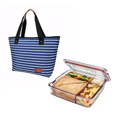 JOIE - Set Contenedor lonchera Bento rojo + Bolso Térmico impermeable 18L