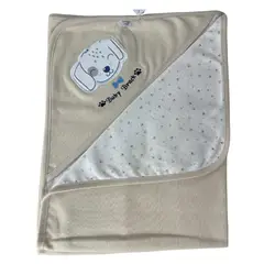 GENERICO - Manta de algodon con jacquard Beige