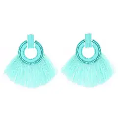 GENERICO - Arete de Borla de Hilo - Verde Agua