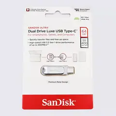 SANDISK - USB DUAL TIPO C-USB DRIVE LUXE 64GB 3.1 400MB/S