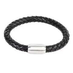 GENERICO - Pulsera Punk de cuero Trenzada con cierre de iman-