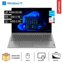 LENOVO - Laptop V15 G3 IAP 156” FHD Intel Core i3-1215U 20GB RAM 1TB SSD + 1TB HDD